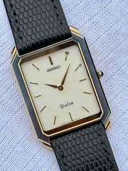 Vintage Seiko Dolce Tungsten Tank Two Tone Quartz Men’s Watch 7740-5010