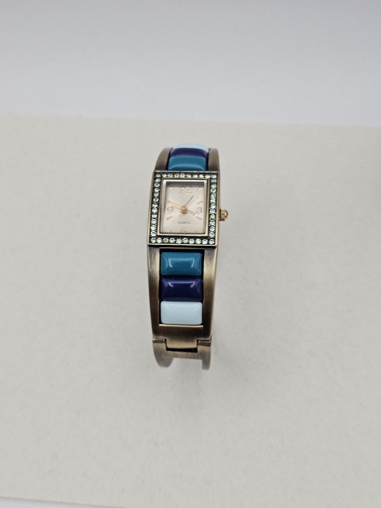 Beautiful Blue Cuff Watch pave’ diamonds Turquoise, blue and teal colors New