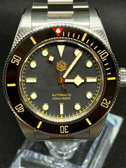 San Martin BB58 40mm Automatic Diver 200m Black Dial Black Bezel SS Bracelet