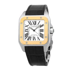 CARTIER Large Steel & 18K Yellow Gold 38mm 3774 Santos 100 Box Warranty MINTY