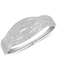 MACYS Tiara Cubic Zirconia Curved Crisscross Bangle Bracelet in Sterling Silver