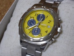 SEIKO SND409 Chronograph Yellow Dial men Watch New Japan