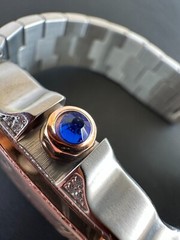14k Rose Gold Plated & Stainless Steel Two Tone Real Mens Watch Iced CZ Arabic