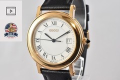 Vintage [N MINT] GUCCI 7200M 34mm White Roman Dial Date Quartz Men’s Watch JAPAN