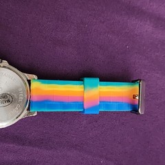 RAINBOW BUTTERFLY SINGAPORE MOVEMENT ANALOG W/RAINBOW SILICON BAND NEW BATTERY