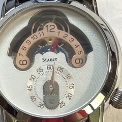 Stauer Automatic Dress Watch 3 ATM Silver Steel White Arabic Dial Black Leather