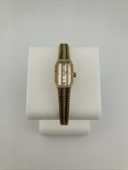 Vtg Jules Jurgensen Ladies 12mm Watch Two-Tone Striped Dial Adjustable -RUNS