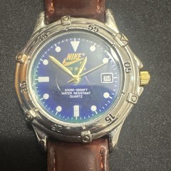 Nike 5268K Quartz Blue Dial Date 36mm Steel Brown Leather 300m Dive Watch