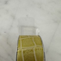 Osirock Watch Mother of Pearl Dial Yellow Reptile Hinged Cuff – Has New Battery