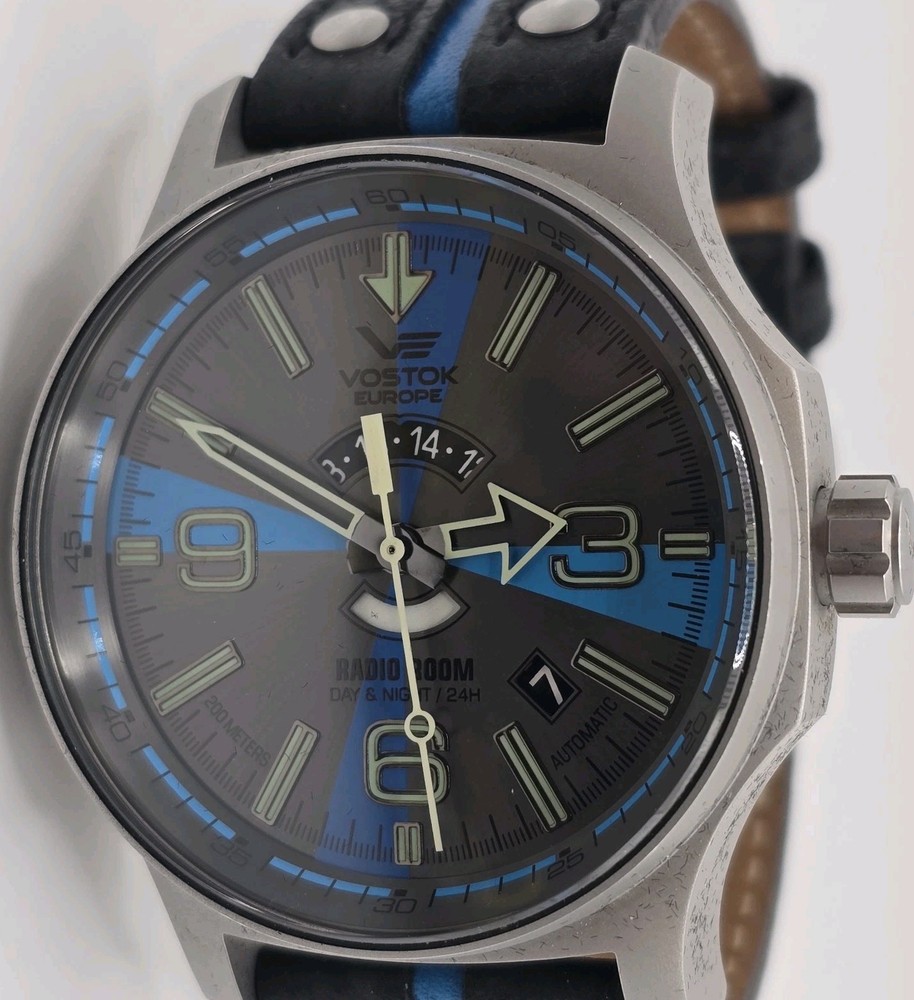 Vostok Europe Radio Room Automatic Watch Gray Blue 48mm