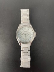 Fossil Riley Watch Womens White Multi Dial New Battery 6.5″ MISSING Bezel