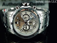 Invicta Men’s 48mm Pro Diver SCUBA Chronograph SILVER DIAL All Silver Tone Watch