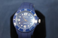 Geneva Blue Wristwatch 3/4″ wide Silicone Band 1 1/2″ Round Face