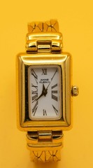 Anne Klein II Gold Tone Rectangular Bracelet Watch White Roman Dial Quartz