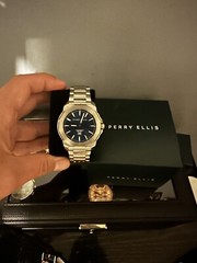 Perry Ellis Decagon Men’s Watch 46mm Steel/ Navy Blue Dial