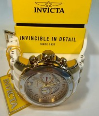 Invicta 20291 Pro Diver Scuba Chronograph Gold Tone Steel White Silicone 48mm