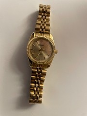 Embassy Gold-Tone Diamond Accent Quartz Watch w/ Deployment Buckle Close New/Box