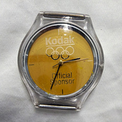 Kodak Official Sponsor Olympic Logo Clear Case Gold Dial Quartz Wristwatch 35mm