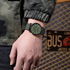 2x Men’s Army Luminous 24-Hour Dial Nylon Strap Date Quartz Watch green and bule