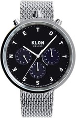 KLON HELIOS Solar Chronograph Silver Mesh ALPHABET 43mm Authentic Watch 80301_5