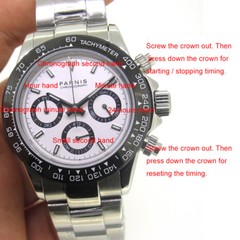 39mm Parnis Blue Dial Sapphire Glass Quartz Movement Men’s Chronograph Watch New