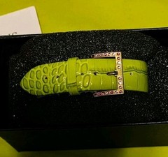 Heidi Daus Croc-Embossed Lime Green Leather Swarovski Crystal Watch