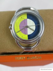 NEW Tory Burch Miller Silver Multi Color Bracelet Cuff Watch TBW7223 NIB