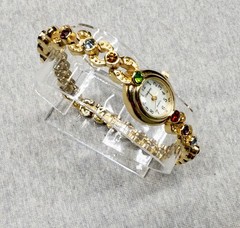Gramercy CT335 Gold Rainbow Jeweled Womens Watch 19mm New Battery