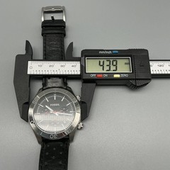 Fossil CH2859 Mens Watch 44mm Black Dial Chronograph Leather Date New Battery