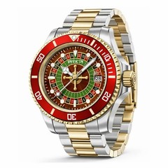 Invicta Pro Diver Roulette Casino Red Dial 40mm Two Tone Quartz Men’s Watch New