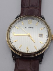 Lorus LR0690 Analog Quartz Mens Watch Brown Band New Battery Working