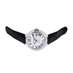 Cartier Ballon Bleu WE900951 White Gold Leather Diamond 42.0mm Automatic #YKW101