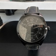 Hamilton Khaki Mens 40mm Black Dial Quartz Date Swiss Made Leather Strap