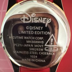 Disney Minnie Mouse Limited Edition Quartz Watch Red Leather Strap Gold Case Box