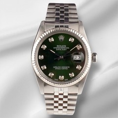 Rolex 36mm Datejust Steel Fluted Jubilee Green Dial Watch
