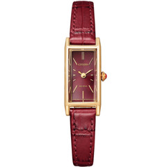 CITIZEN Kii: EG7043-09W Eco-Drive Solar Watch Leather Band Red Dial 14.3mm