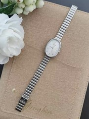 Silver Women’s Dainty Watch Vintage Style Stainless Steel Oval Case White Dial