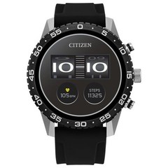 Citizen CZ Smart 44mm Sport Wear OS Black Silicone Strap Watch MX1011-05X