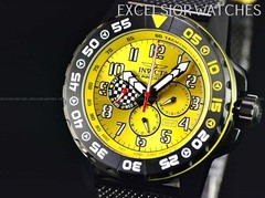 New Invicta Men’s 48mm RACING SERIES Quartz Multifunction Black Yellow Watch