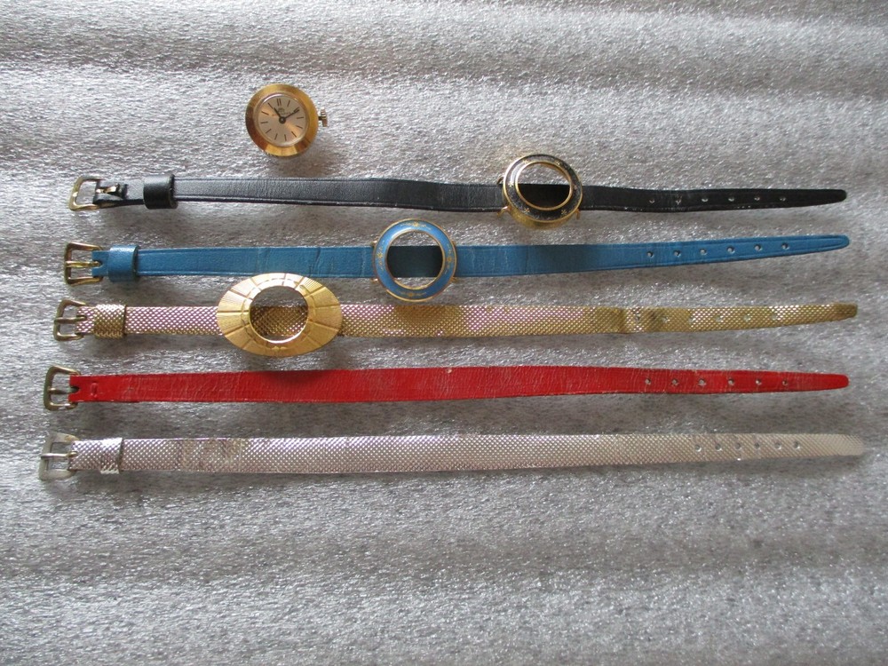 BUCHERER WOMENS INTERCHANGEABLE WATCH MANUAL-5 BANDS+3 RINGS-RUNS GREAT/ACCURATE