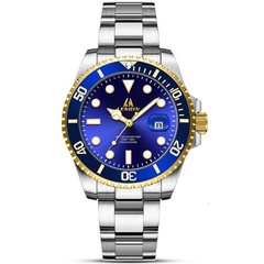 LN LENQIN Mens Watches Stainless Steel Waterproof A1-0341A-Silver Gold Blue