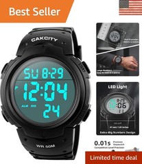 Versatile Men’s Sports Watch – 50M Water Resistant, Alarm, Easy to Read Display