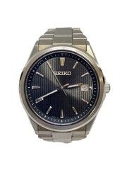 SEIKO Solar Wristwatch Analog BLK SLV 7B72 0AK0