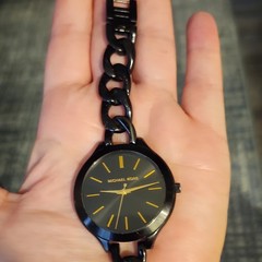 Michael Kors Womens Quartz 38mm Black/Gold Dial Black Metal Bracelet 50m