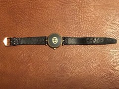 Vtg Gucci Black Enamel Stack Watch Quartz 21.5mm Ladies 18k Gold Plated Case