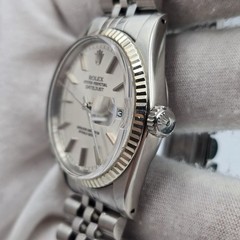 Rolex Datejust 36mm Oyster Perpetual 18k White Gold Steel Silver Dial 16014