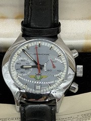 Poljot Sturmanskie Chronograph Mechanical Watch Silver/ Black Bracelet
