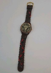 Pearl Quartz Southwest Skull Cover Watch Braided Leather Native NON WORKING READ