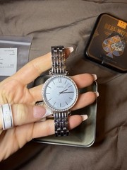 Fossil 1000 Mile Women’s Silver-Tone Bracelet Quartz Watch Gem Bezel Box