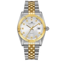 Kenneth Scott Men’s Analog Casual Watch | White Dial, Gold Case & Strap, 35mm